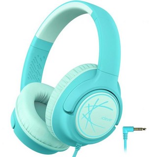 코드가 있는 아이클레버 키즈 헤드폰 85dBA 안전 볼륨 유선 스테레오 사운드 접이식 조절 가능 3.5mm 잭 학교소년소녀아이패드태블릿여행용 오버이어 핑크, Green, Kid, Over Ear
