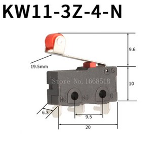 KW11 3Z 롤러 아크 레버 스냅 액션 푸시 마이크로 스위치 2 핀 3 NO NC 미니 리미트 5A 250VAC 10, KW11-3Z-4-N1, 1개