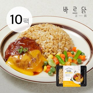 바르닭 한식도시락 귀리밥&함박스테이크, 10팩, 10개, 200g 대표 이미지 - 편의점 햄버거 추천