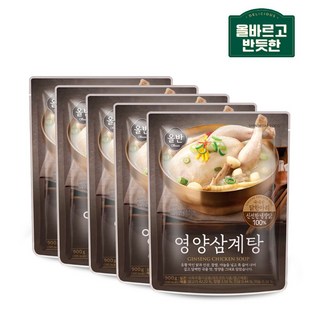 올바르고 반듯한 영양삼계탕 900g (올반) 유황먹인 국내산 닭한마리 복날 여름철 보양식, 5개