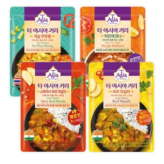 티아시아키친 치킨 마크니 커리 170g + 게살 푸팟퐁 커리 170g + 비프 마살라 커리 170g + 스파이시 비프 마살라 커리 170g 세트, 6세트