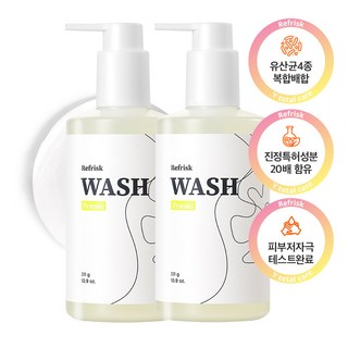 리프리스크 워시 여성청결제 약산성케어 유산균 질냄새제거 프리지아향, 311g, 2개