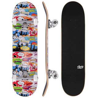 KMX 초보자를 위한 완벽한 78.7 x 20.3cm(31 x 8인치) 스케이트보드 7겹 캐나다 단풍나무 더블 킥 오목 데크 | 알루미늄 합금 트럭 | 남아 여아 어린이, 코믹