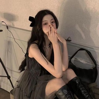 IBOY UGIRL XU0005C 브이넥 뷔스티에 망사 민 소매 나시 미니 원피스