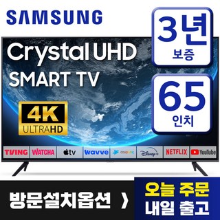 삼성 65인치 TV 크리스탈 UHD 4K LED 스마트 티비 65TU690T 미러링 넷플릭스 유튜브 티빙, 방문설치, 163cm(65인치), 벽걸이형