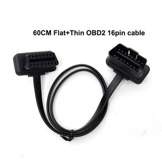 1 개/몫 플랫 얇은 국수로 OBDII OBD 2 OBD2 16 핀 ELM327 남성 듀얼 여성 Y 분배기 팔꿈치 확장 커넥터 케이블