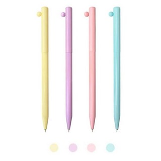 파스텔 롤리팝 볼펜 필기감 좋은 귀여운 캐릭터 볼펜, 12개, 혼합(노랑 보라 핑크 블루 각 3개씩)