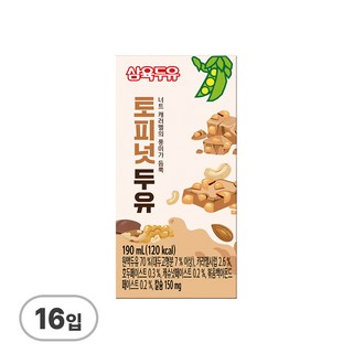 삼육두유 토피넛두유, 16개, 190ml