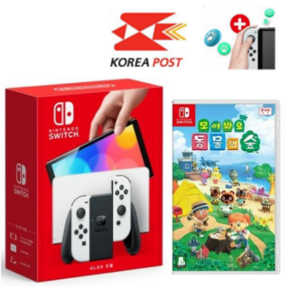 닌텐도 스위치 OLED 화이트 + 모여봐요 동물의 숲