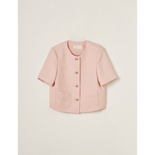 로엠 여성용 칼라리스 트위드 반팔자켓