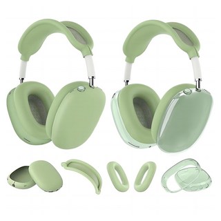 모이모 3+1 에어팟 맥스 프리미어 투명 실리콘 케이스 이어캡 파우치, 그린 (3+1)