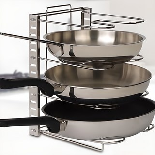 프라임 높이조절 후라이팬 정리대, 4단, 실버, 1개