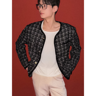 남자트위드자켓 봄 캐주얼 남자노카라자켓