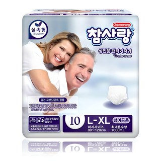 참사랑 실속형 팬티형 대형10px8팩 성인용기저귀, 대형, 10매입, 8개