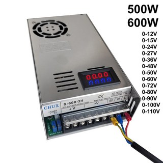장치 CHUX 디지털 36V 600W 24V 500W 72V 전원 50V AC 12V 스위칭 SMPS 디스플레이 조절식 48V LED 27V 공급 15V 60V, 090V