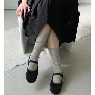 뮤뮤 골지 루즈핏 시스루 롱 삭스