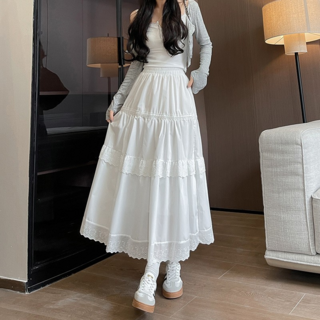 러블리한 프릴레이스 캉캉 A라인 속바지 내장 미니 스커트