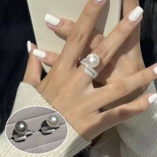 웰리나 12mm 실버 왕진주 반지 혼주 반지 오픈반지