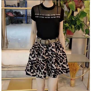 레오파드 스커트 폴카 도트 프린트 와이드 레그 반바지 여성 2023 여름 신작 패션 커버 고기 하이 웨이스트 슬림 캐주얼 라인 스커트 바지 조수