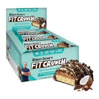 FITCRUNCH 스낵 사이즈 단백질 바 6겹 베이킹 설탕 및 부드러운 케이크 코어 3g 9개 시나몬 트위스트, 초콜릿 코코넛 아몬드