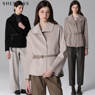 [쉬즈미스(SHESMISS)] 울 벨티드 히든버튼 핸드메이드 숏 재킷 (택가격428000원)