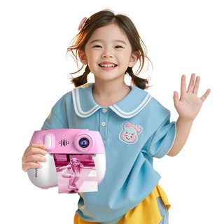 바유미키 키즈 프린트 카메라 디지털 즉석사진기 어린이 아기 유아 선물 인화지5종 32GB, 1개, ZK18 (핑크)