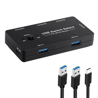 USB 스위치 2 컴퓨터 공유 USB 장치 4개 원 버튼 교환 기능이 있는 USB KVM 스위처 선택기 4 포트 USB2.0 스위치, [01] picture color