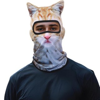 3D 고양이 발라클라바 귀여운 동물 프린트 귀가 있는 스키 스노우보드 마스크 UV 보호 음악 축제 레이브를 위한 다기능, 1개