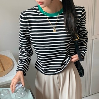 기본핏 여성 베이직 배색 단가라티 어깨뽕셔링