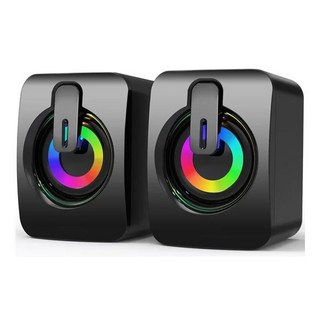 필름피커 사운드 박스 USB 유선 스피커 미니 컴퓨터 HIFI 스테레오 마이크 서브우퍼 LED 조명 PC 노트북 라우드 스피커용, 2.Black NO LED Light, 1개