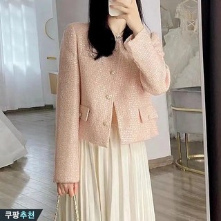 여성 슬림핏 트위드 코트 정장 자켓