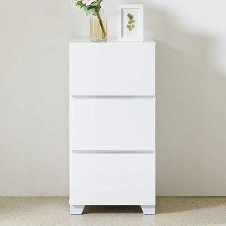 힘찬리빙 록스 400 3단 서랍장 안방 협탁 원룸 슬림 옷 정리함 베란다 폭좁은 수납장, 록스 400 3단 서랍장(화이트)