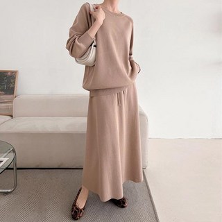 여성용 상하의세트 니트 데일리룩 루즈핏 빅사이즈 오버핏 니트스커트세트