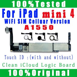 아이패드 미니 4 용 와이파이 셀룰러 버전 마더보드 칩 포함 IOS 시스템 로직 iCloud 없음 A1550, 01 White Touch ID 64GB, 1개