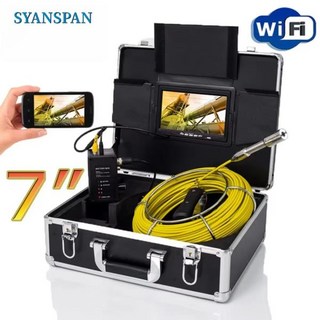 SYANSPAN 파이프 검사 카메라 하수도 내시경 무선 와이파이 지원 IOS 20 50 100M 7 인치 모니터, 5) 20m - 9in No Function