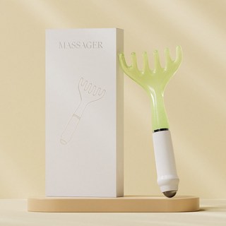 POMTOR 페이스디톡 두피빗 마사지기 괄사, 그린, 1개