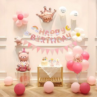 스피세프 파티 생일풍선 장식 생일파티 풍선세트, 1세트, 분홍곰