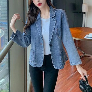 PEROLA 여성 가을 쇼트 정장코트 데님코트 슬림핏 바람막이 외투