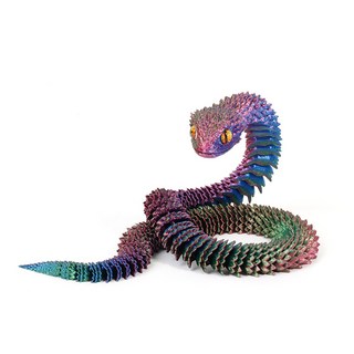 푸른 뱀 모형 인형 자유관절 3D프린터 선물 소품, 40cm, 레인보우다크, 1개
