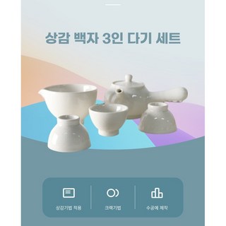 쇼핑메이트 백자 3인 다기세트 다관 도자기 찻잔 다도세트 핸드메이드 다도세트, 다관1p 숙우1p, 잔3p, 1개