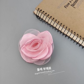 동백 코사지 핀 의류 핸드메이드 액세서리 소재 장미 모양 브로치 레이스 쉬폰 조화, 핑크색