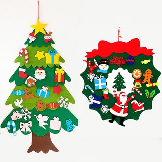 크리스마스 펠트 벽 트리 리스 만들기 세트 트리 꾸미기, 리스, 1개, 리스