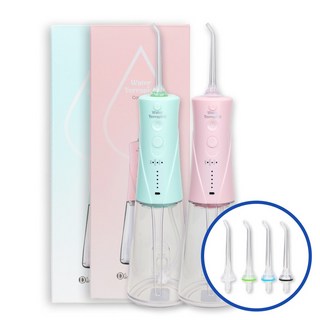 워터테라픽 코드리스 구강세정기 +제트팁 4개포함 1800회맥동수압 1년무상AS 방수, 2개입, 핑크+민트