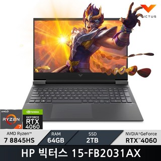 HP 2024 빅터스 15 라이젠7 8000 시리즈 지포스 RTX 4060 / + 마우스증정, 15-fb2031AX, Free DOS, 64GB, 2TB, Mica Silver