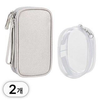 투데이리빙 2p 세트 멀티 디지털 방수 파우치 여행용 충격 보호 보조 배터리 usb 케이블 보관 가방 3단 수납 전자 테크 케이스 휴대용 충전기 다용도 기기 포켓, 2개, R89184B(그레이