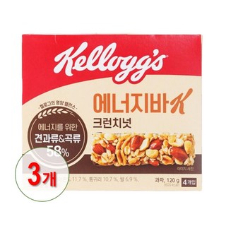 켈로그 에너지바k 크런치넛, 120g, 3개
