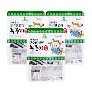 바삭한톨 가마솥 구수한 누룽지 포켓 미니 백미, 3개, 396g