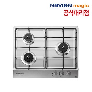 나비엔매직 GRB3303 빌트인 가스레인지 3구 가스렌지 쿡탑 매립형 건전지식 타공560x480, LNG