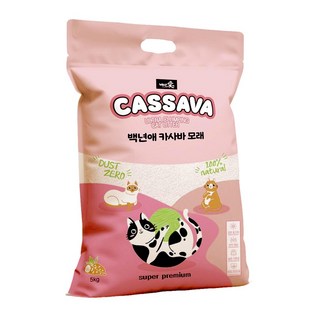 백년애 먼지없는 고양이 카사바 균일입자 대용량 모래, 오리지널향, 1개, 5kg