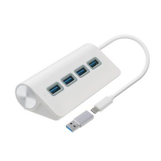 코시 이중접속 타입C USB3.0 4포트 허브+USB 변환젠더 UH2024C, 화이트, 1개